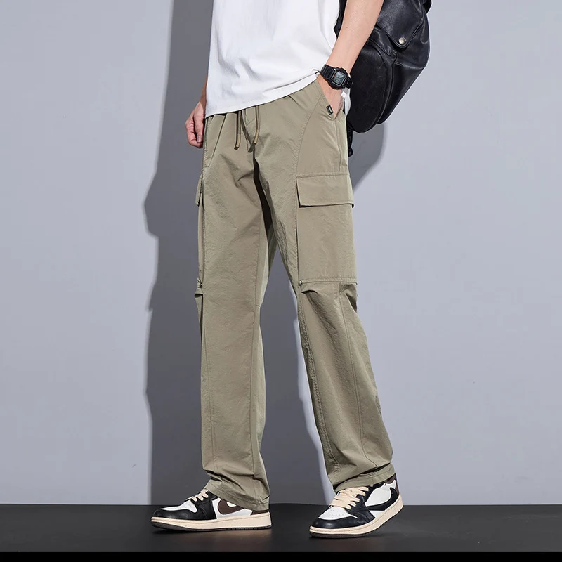 Herren Leichte Cargo-Freizeithose mit Tunnelzug, Multifachtaschen und geradem Schnitt Drune