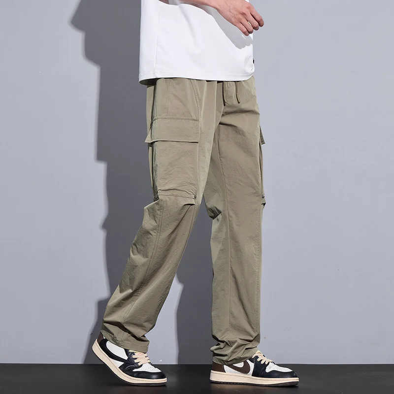 Herren Leichte Cargo-Freizeithose mit Tunnelzug, Multifachtaschen und geradem Schnitt Drune