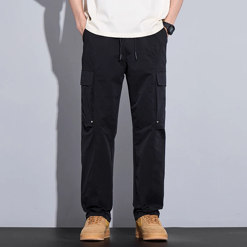 Herren Leichte Cargo-Freizeithose mit Tunnelzug, Multifachtaschen und geradem Schnitt Drune