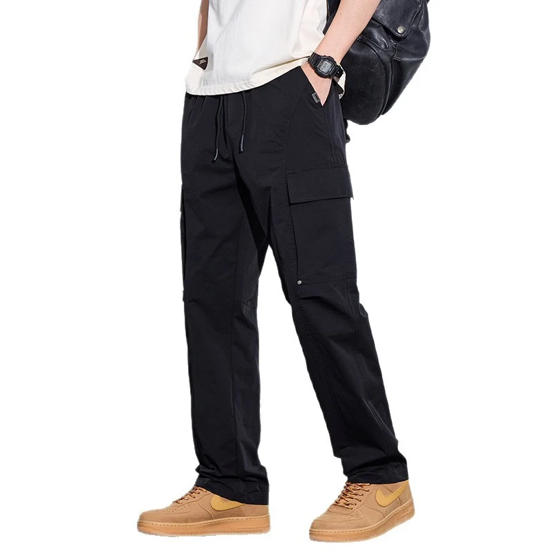Herren Leichte Cargo-Freizeithose mit Tunnelzug, Multifachtaschen und geradem Schnitt Drune