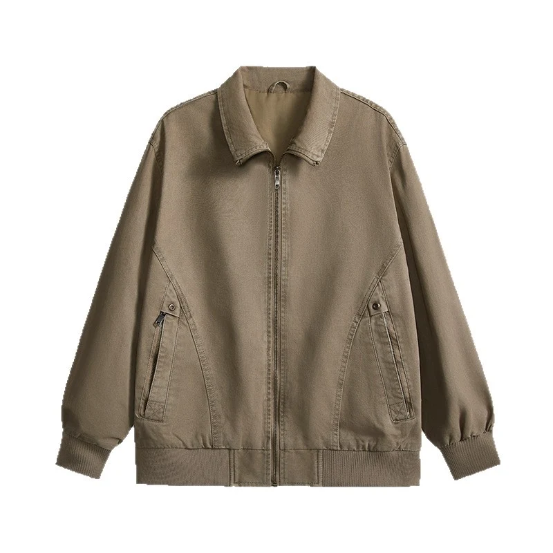 Herren leichte Baumwoll-Twill Übergangsjacke mit Reißverschluss und Ballonärmeln Drune