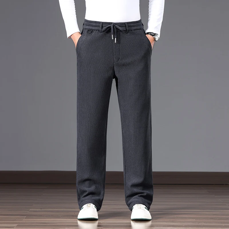 Herren Lässige Relaxed-Fit Baumwoll-Mix Freizeithose mit Kordelzug und geradem Bein Drune