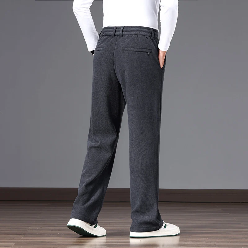 Herren Lässige Relaxed-Fit Baumwoll-Mix Freizeithose mit Kordelzug und geradem Bein Drune