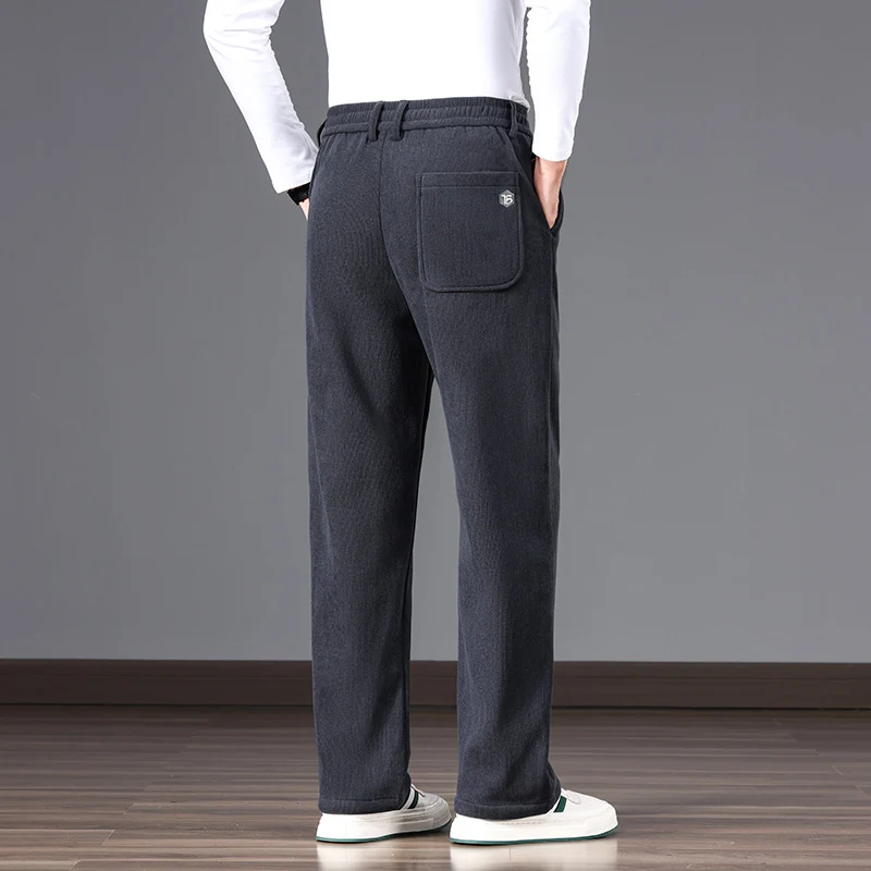 Herren Lässige Relaxed-Fit Baumwoll-Mix Freizeithose mit Kordelzug und geradem Bein Drune