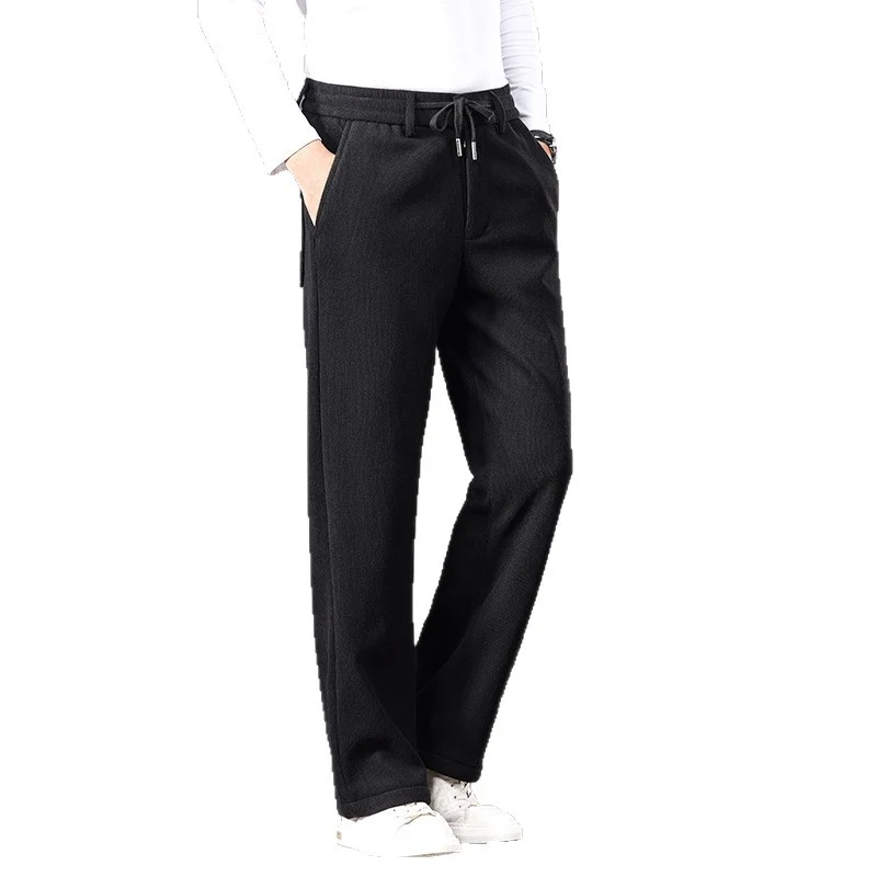 Herren Lässige Relaxed-Fit Baumwoll-Mix Freizeithose mit Kordelzug und geradem Bein Drune