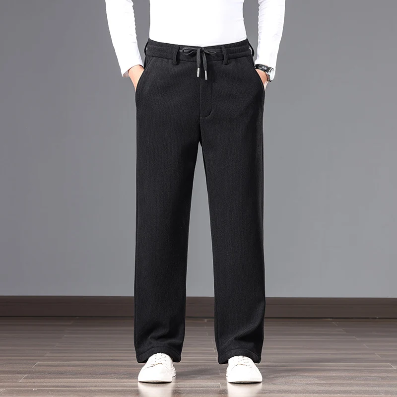 Herren Lässige Relaxed-Fit Baumwoll-Mix Freizeithose mit Kordelzug und geradem Bein Drune