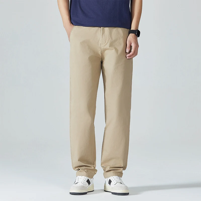Herren Klassische Baumwoll-Chinohose mit geradem Bein und cleanem Minimal-Design Drune