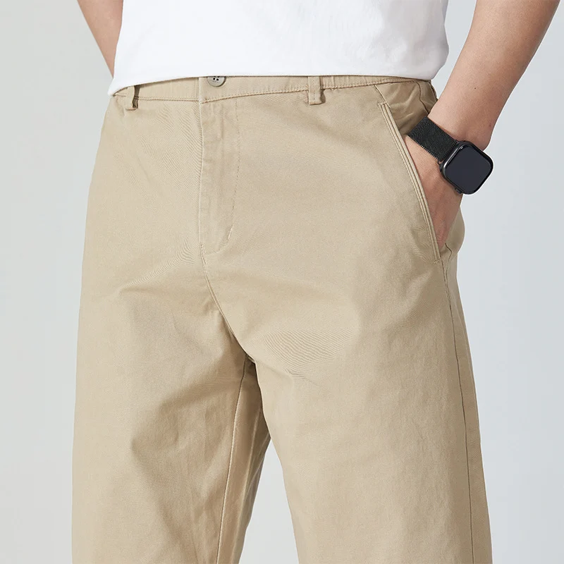 Herren Klassische Baumwoll-Chinohose mit geradem Bein und cleanem Minimal-Design Drune