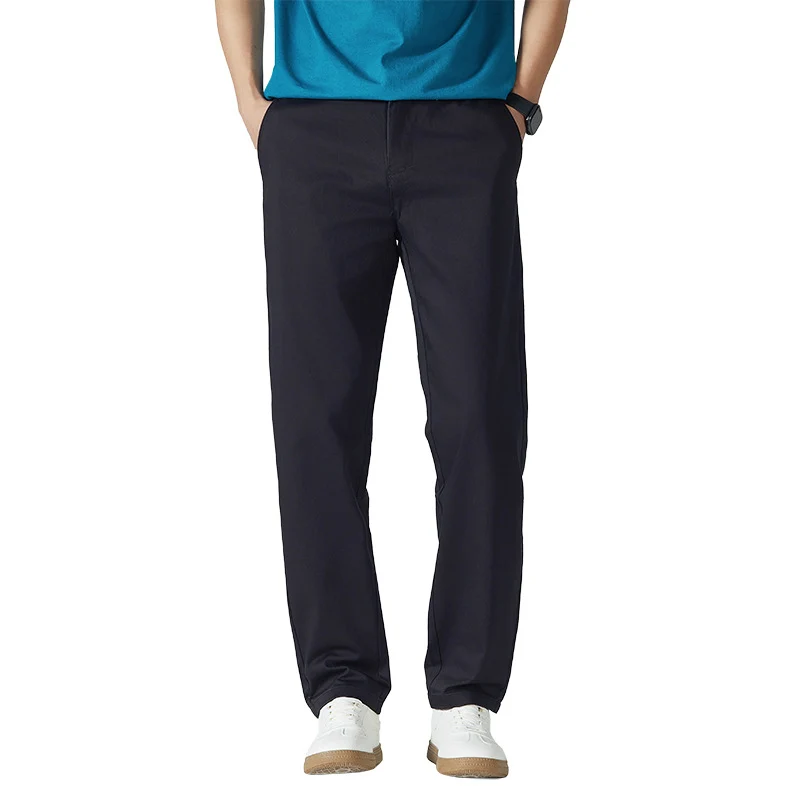 Herren Klassische Baumwoll-Chinohose mit geradem Bein und cleanem Minimal-Design Drune