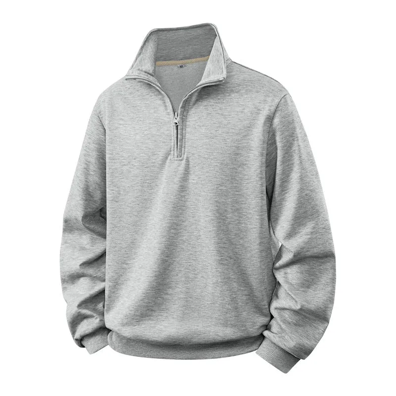 Herren Halbzip-Sweatshirt mit Stehkragen und Rippbündchen Drune