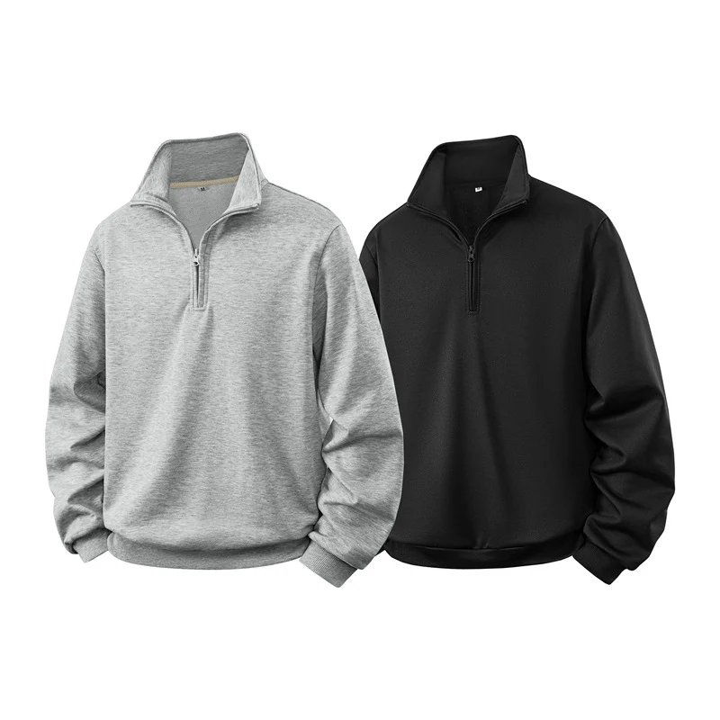 Herren Halbzip-Sweatshirt mit Stehkragen und Rippbündchen Drune