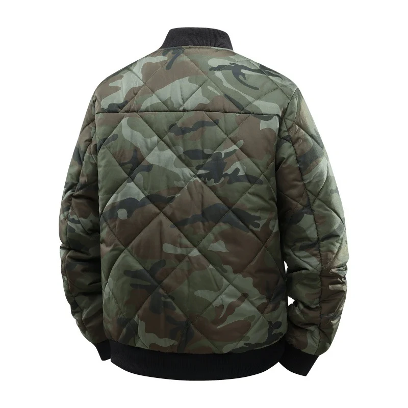 Herren Gestepptes Camouflage-Bomberjacke mit Rippbündchen und Zweiwege-Reißverschluss Drune