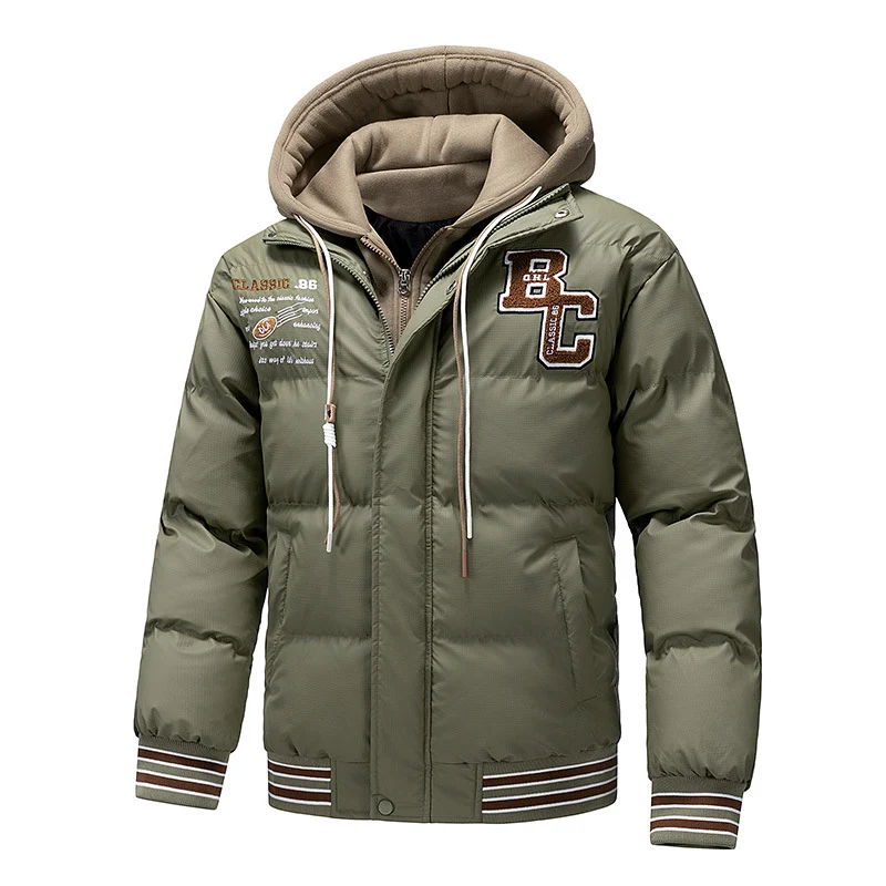 Herren Gepolsterte Steppjacke mit Kapuzen-Inlay und College-Patches Drune