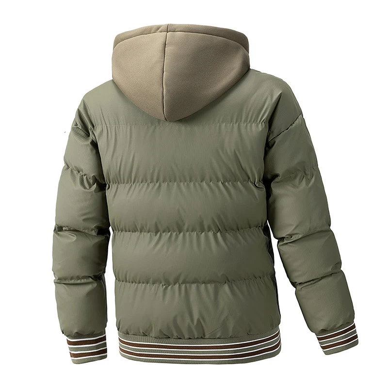 Herren Gepolsterte Steppjacke mit Kapuzen-Inlay und College-Patches Drune