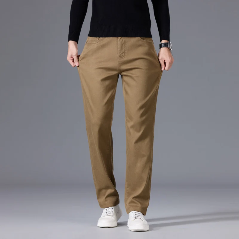 Herren Entspannte Baumwoll-Twill-Chinohose mit geradem Bein Drune
