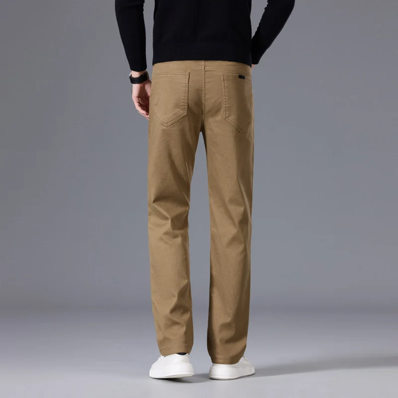 Herren Entspannte Baumwoll-Twill-Chinohose mit geradem Bein Drune