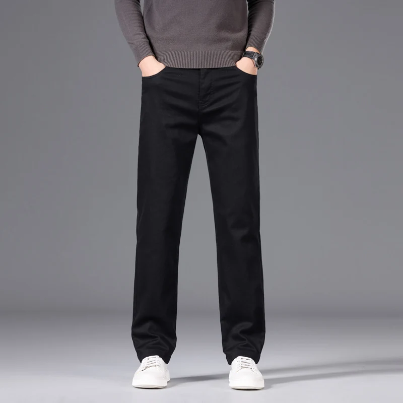 Herren Entspannte Baumwoll-Twill-Chinohose mit geradem Bein Drune