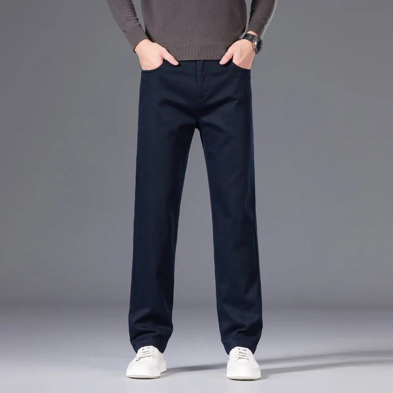 Herren Entspannte Baumwoll-Twill-Chinohose mit geradem Bein Drune