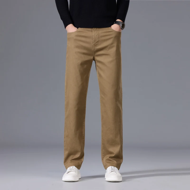 Herren Entspannte Baumwoll-Twill-Chinohose mit geradem Bein Drune
