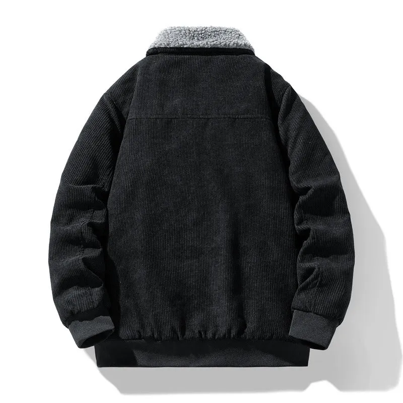 Herren Cord-Fieldjacke mit Teddyfutter, gesteppter Isolierung und Multifachtaschen Drune