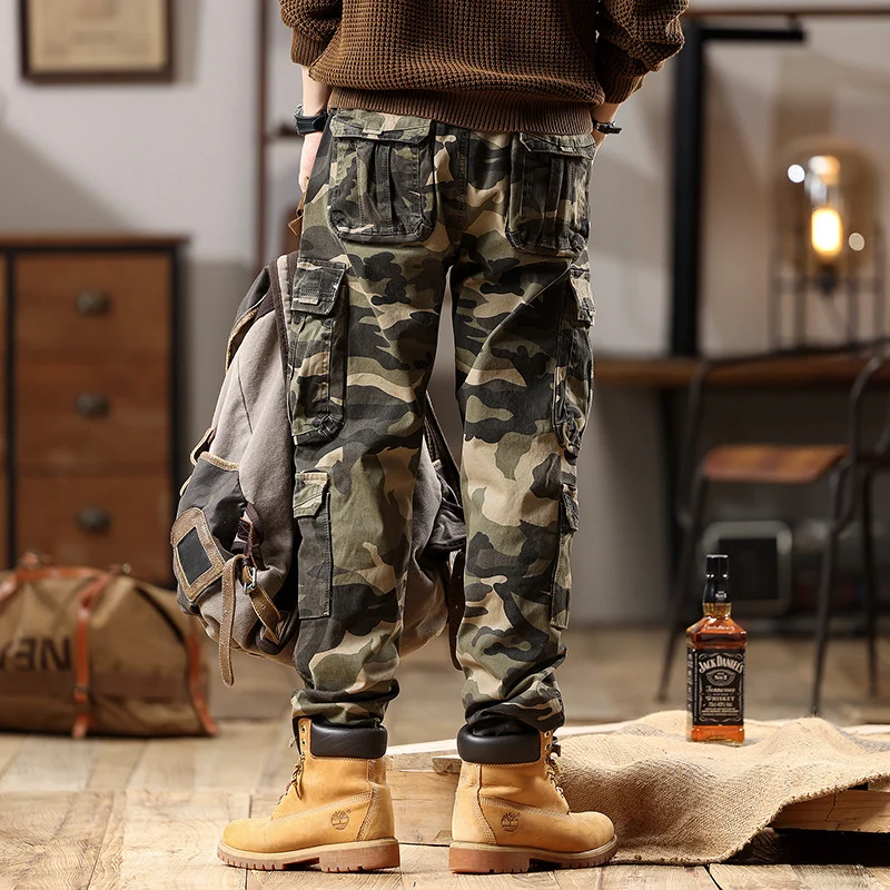 Herren Cargohose mit Gummibündchen und Camouflage-Utility-Design Drune