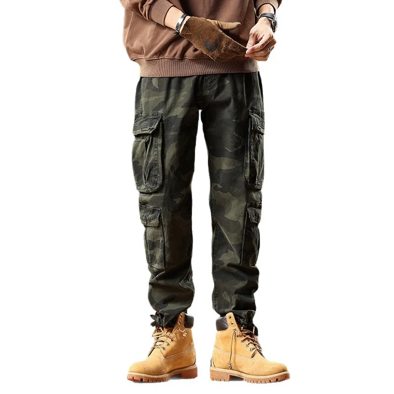 Herren Cargohose mit Gummibündchen und Camouflage-Utility-Design Drune