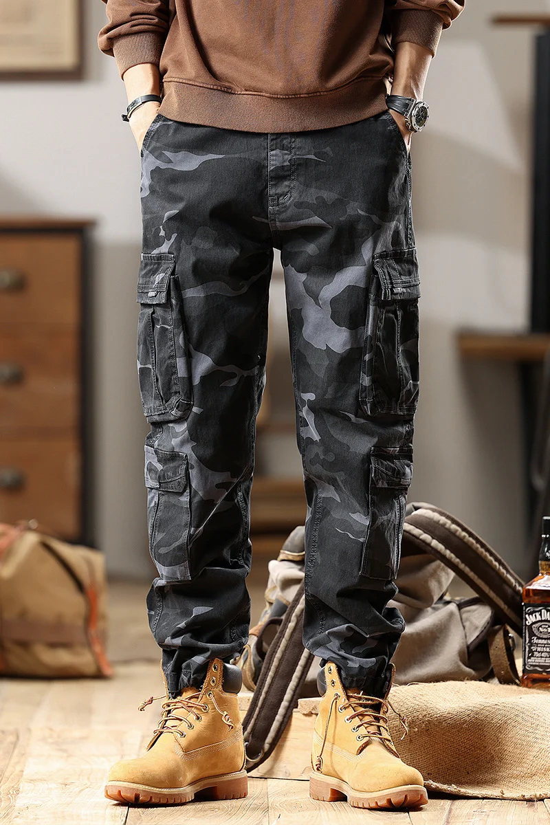 Herren Cargohose mit Gummibündchen und Camouflage-Utility-Design Drune