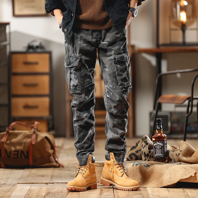 Herren Cargohose im Jogger-Stil mit Tunnelzug elastischen Bündchen und Mehrfachtaschen Drune