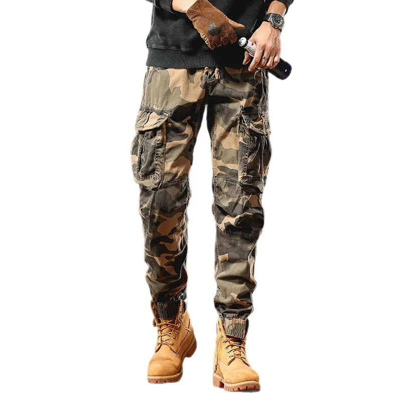 Herren Cargohose im Jogger-Stil mit Tunnelzug elastischen Bündchen und Mehrfachtaschen Drune