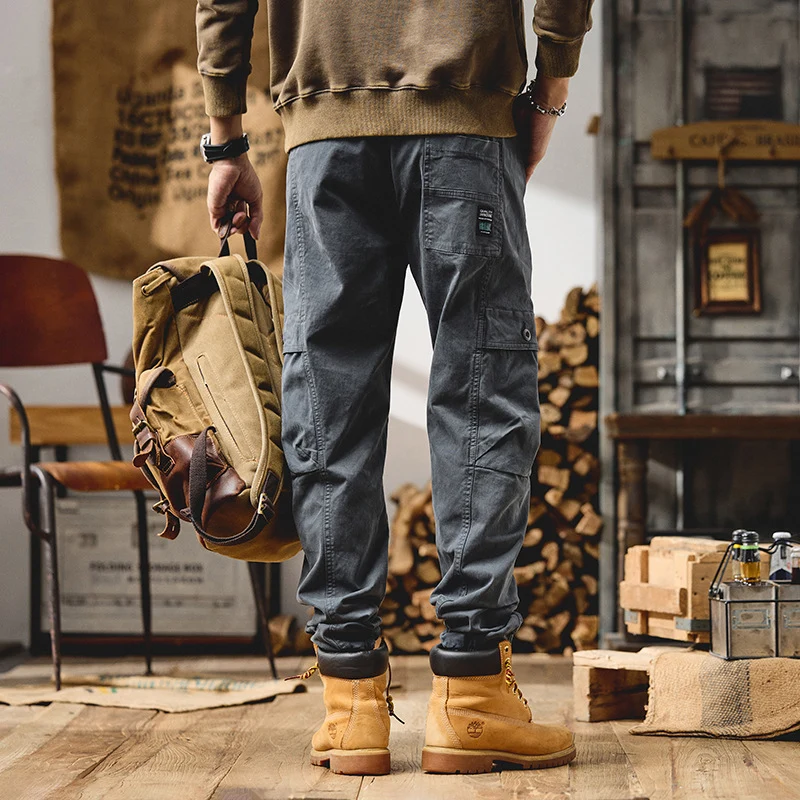 Herren Cargo-Joggerhose aus Baumwoll-Twill mit Kordelzug, Cargotaschen und elastischen Bündchen Drune