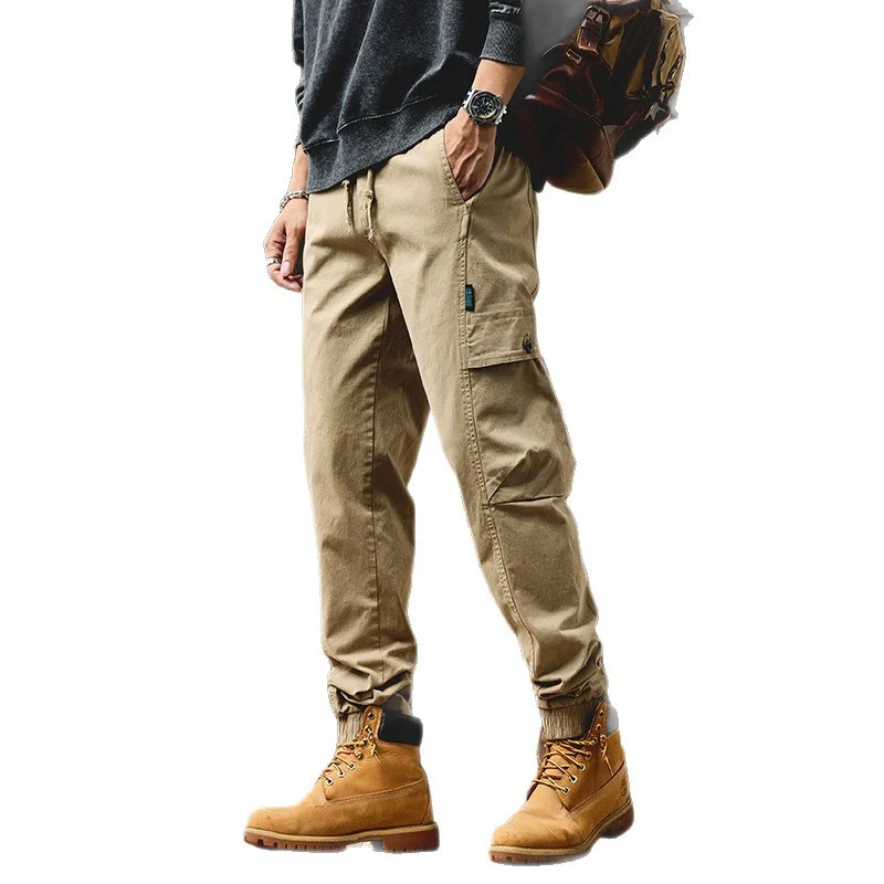 Herren Cargo-Joggerhose aus Baumwoll-Twill mit Kordelzug, Cargotaschen und elastischen Bündchen Drune