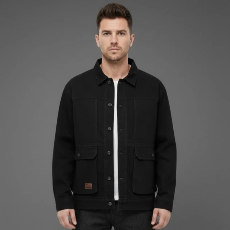 Herren Canvas-Utility Overshirt mit großen Pattentaschen und entspanntem Schnitt Drune