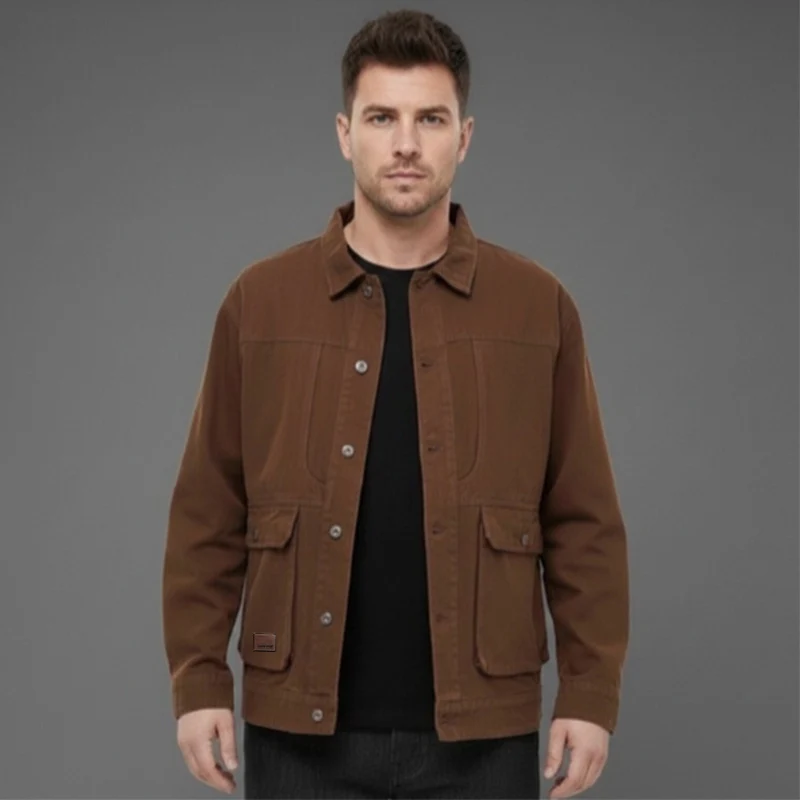 Herren Canvas-Utility Overshirt mit großen Pattentaschen und entspanntem Schnitt Drune