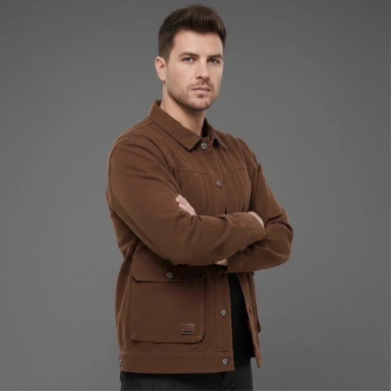 Herren Canvas-Utility Overshirt mit großen Pattentaschen und entspanntem Schnitt Drune