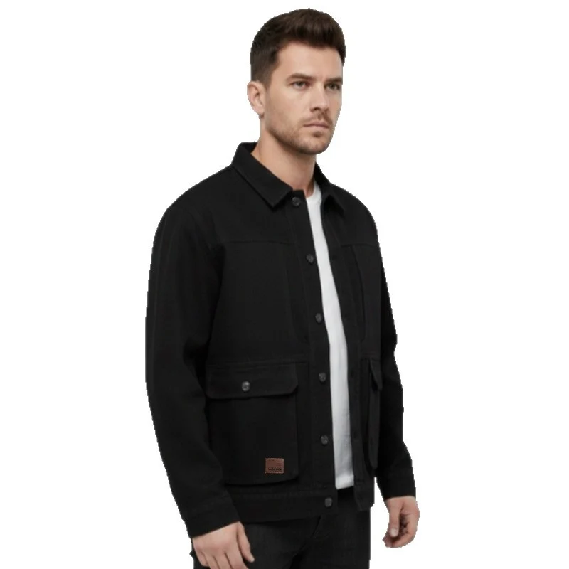 Herren Canvas-Utility Overshirt mit großen Pattentaschen und entspanntem Schnitt Drune