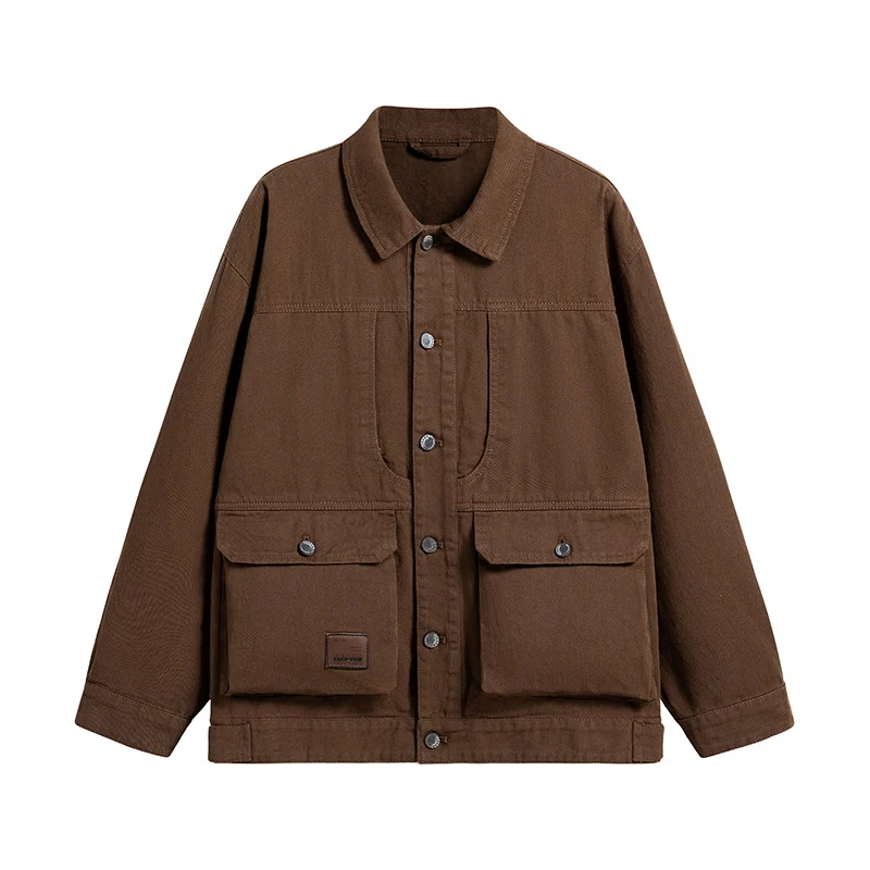 Herren Canvas-Utility Overshirt mit großen Pattentaschen und entspanntem Schnitt Drune