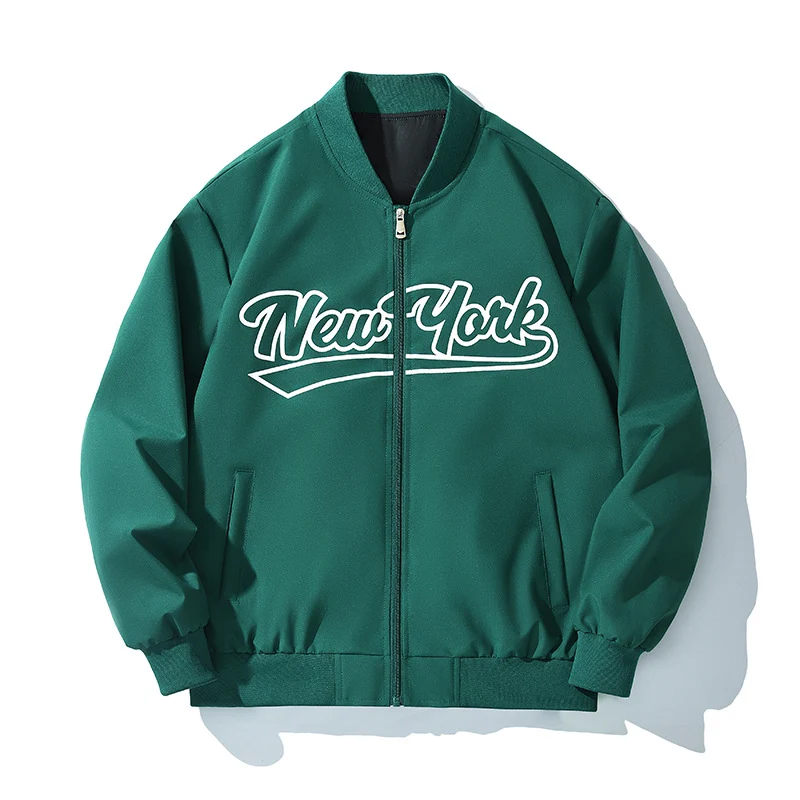 Herren Bomberjacke im College-Stil mit Script-Frontprint und Rippbündchen Drune