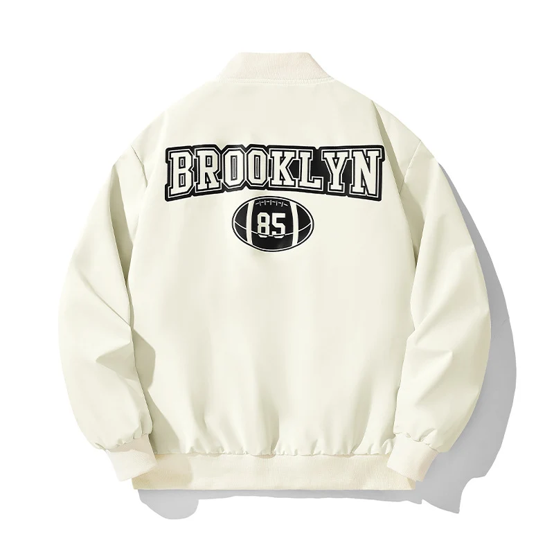 Herren Bomberjacke im College-Stil mit Script-Frontprint und Rippbündchen Drune