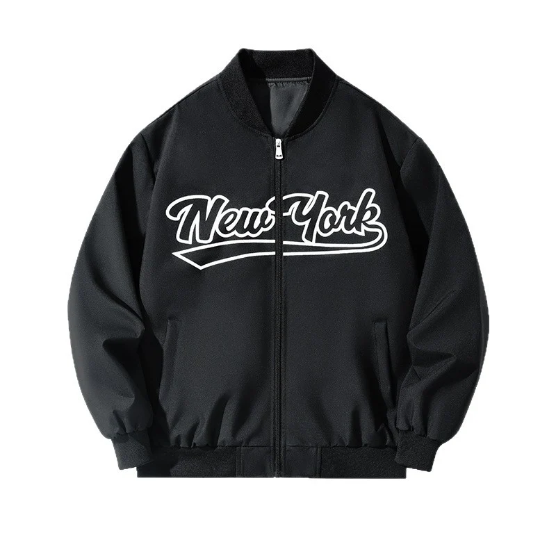Herren Bomberjacke im College-Stil mit Script-Frontprint und Rippbündchen Drune