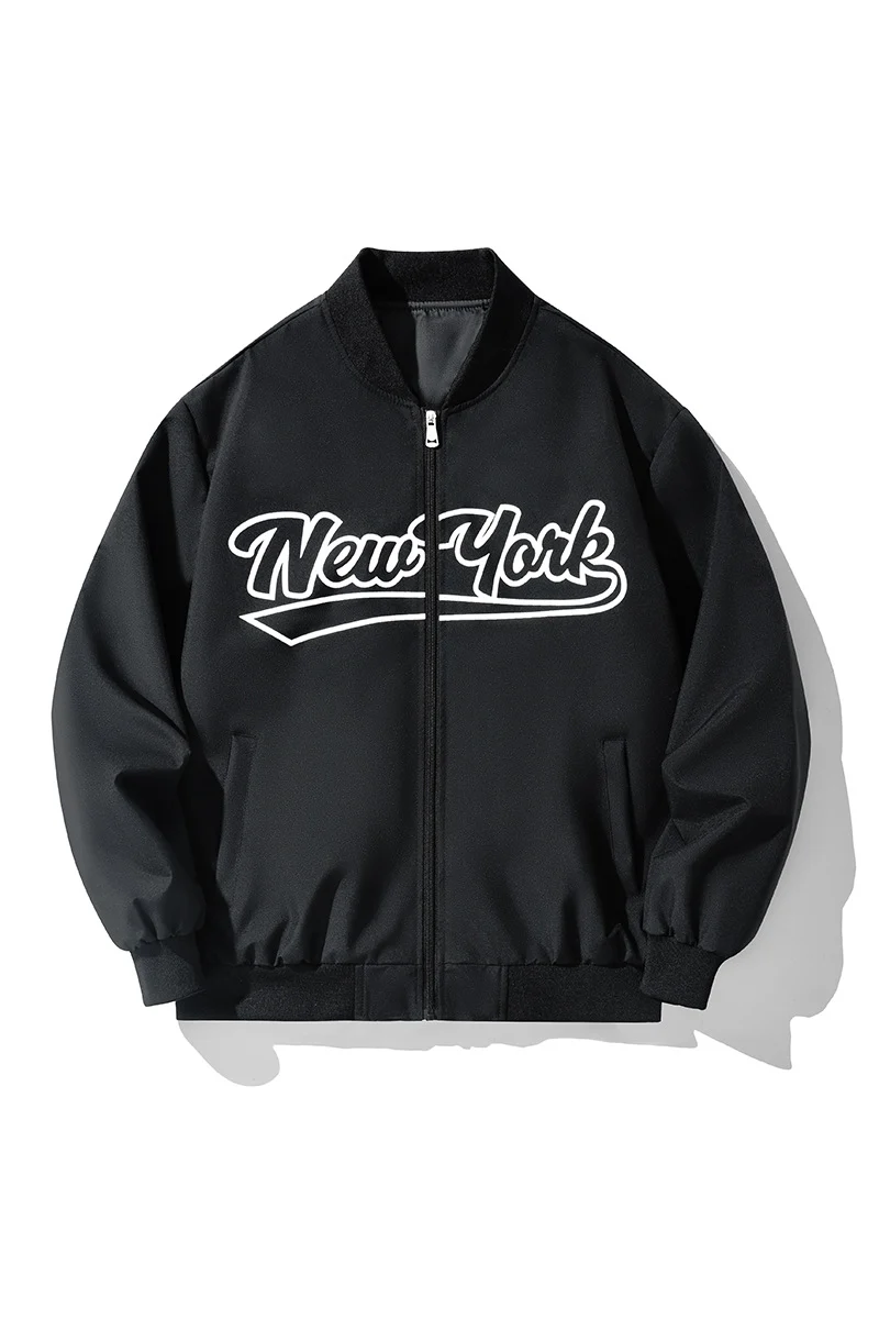 Herren Bomberjacke im College-Stil mit Script-Frontprint und Rippbündchen Drune