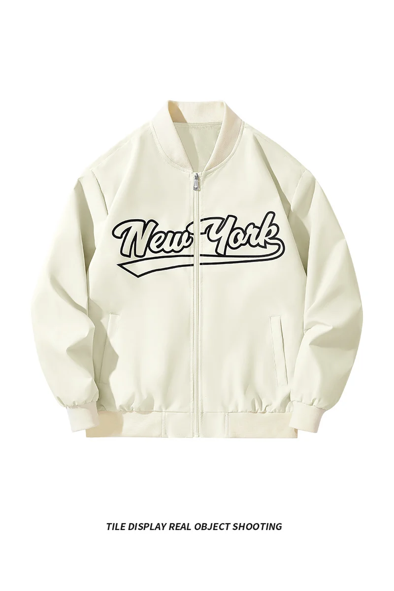 Herren Bomberjacke im College-Stil mit Script-Frontprint und Rippbündchen Drune