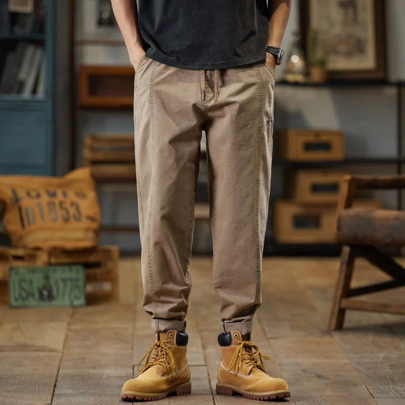 Herren Baumwoll-Twill Joggerhose im Tapered-Schnitt mit Tunnelzug und gekrempeltem Saum Drune