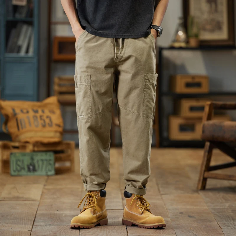 Herren Baumwoll-Twill Joggerhose im Tapered-Schnitt mit Tunnelzug und gekrempeltem Saum Drune