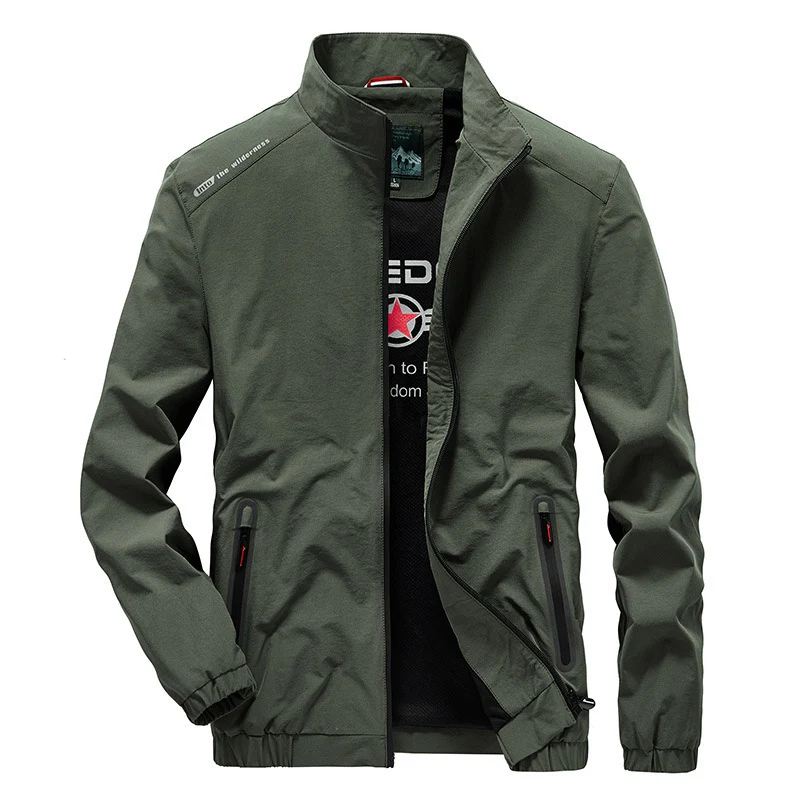 Herren leichte Softshell-Outdoorjacke mit Stehkragen wasserabweisender Oberfläche und Reißverschlusstaschen Drune