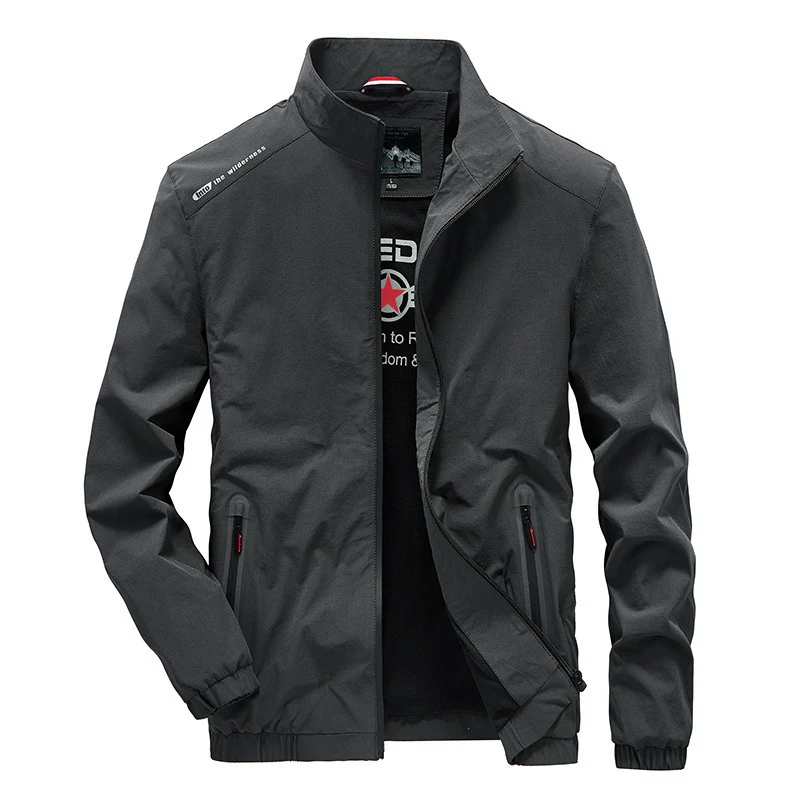 Herren leichte Softshell-Outdoorjacke mit Stehkragen wasserabweisender Oberfläche und Reißverschlusstaschen Drune