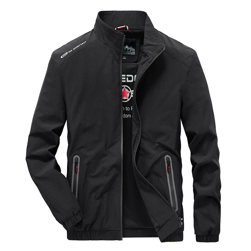 Herren leichte Softshell-Outdoorjacke mit Stehkragen wasserabweisender Oberfläche und Reißverschlusstaschen Drune