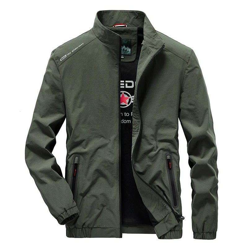 Herren leichte Softshell-Outdoorjacke mit Stehkragen wasserabweisender Oberfläche und Reißverschlusstaschen Drune