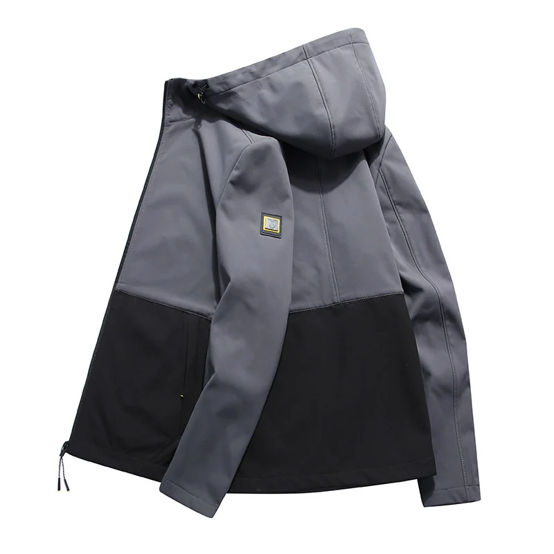 Herren leichte Softshell‑Outdoorjacke mit Kapuze, windabweisender Front und funktionalen Taschen Drune