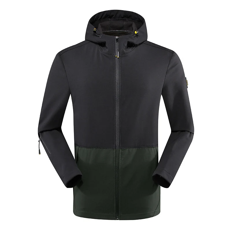 Herren leichte Softshell‑Outdoorjacke mit Kapuze, windabweisender Front und funktionalen Taschen Drune