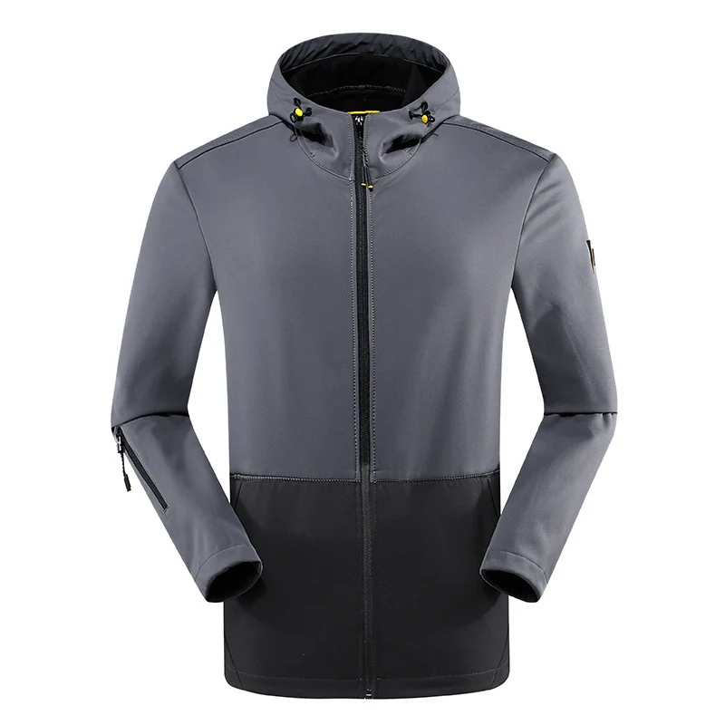 Herren leichte Softshell‑Outdoorjacke mit Kapuze, windabweisender Front und funktionalen Taschen Drune